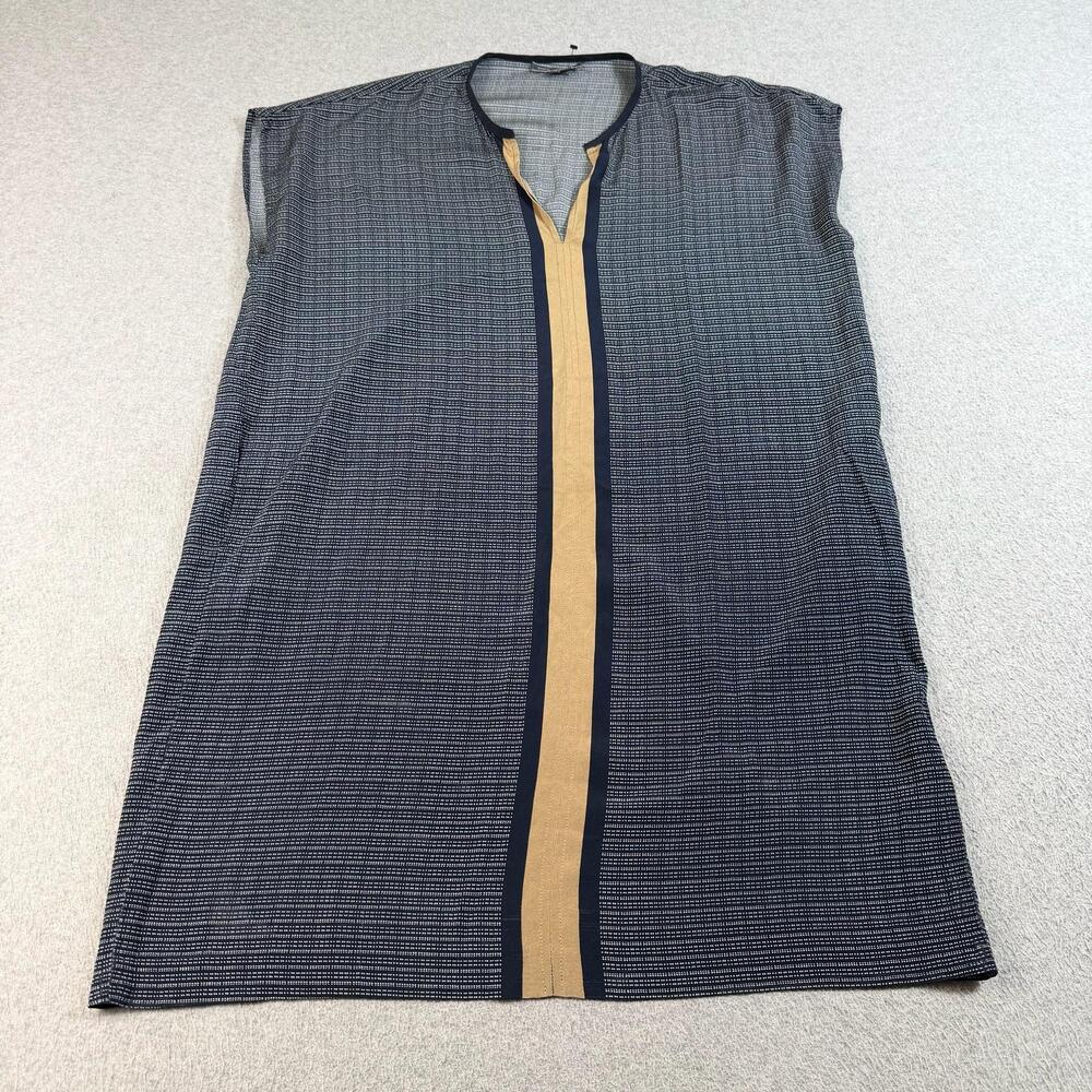 Vince Silk Dress Women Medium Blue V Neck Sleeveless Pockets Career Lagenlook